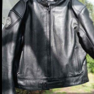 LeatherJacket AGV Sport.  50" at chest black leather motorcycle jacket XXL